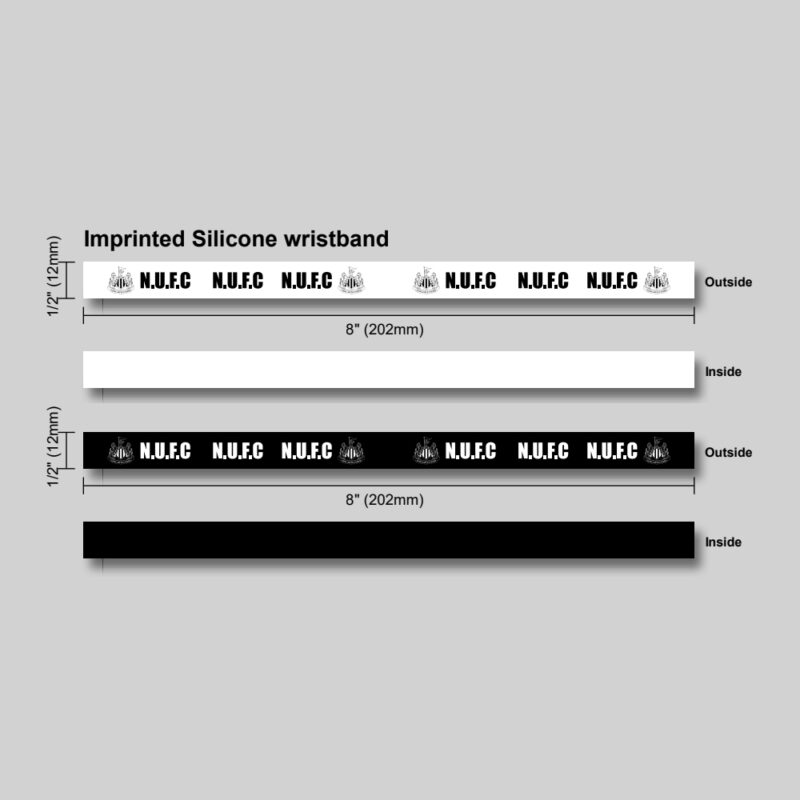 Newcastle United Wristband – Black and White NUFC band - spec